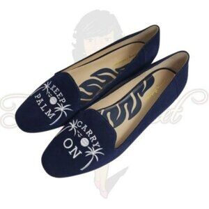 Tommy Bahama Blue Keep Palm Carry On Flats Sz 10